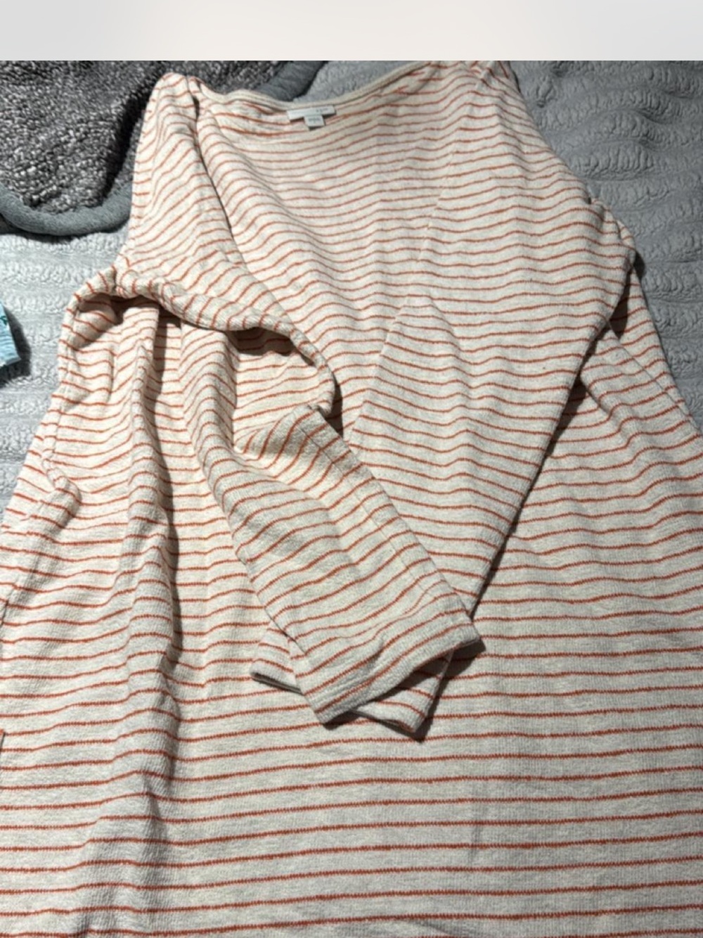 J. Jill Cream and Rust Striped Midi Dress